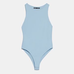 Zara baby blue halter neck bodysuit